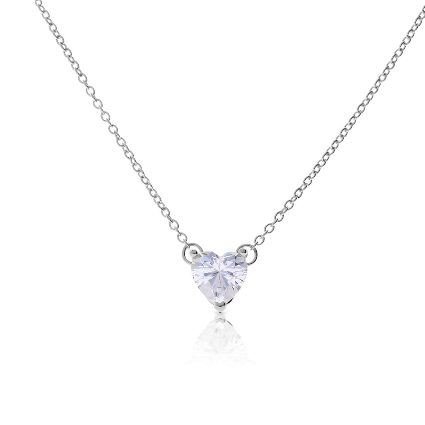 DF CZ Solitaire Heart Shape Necklace
