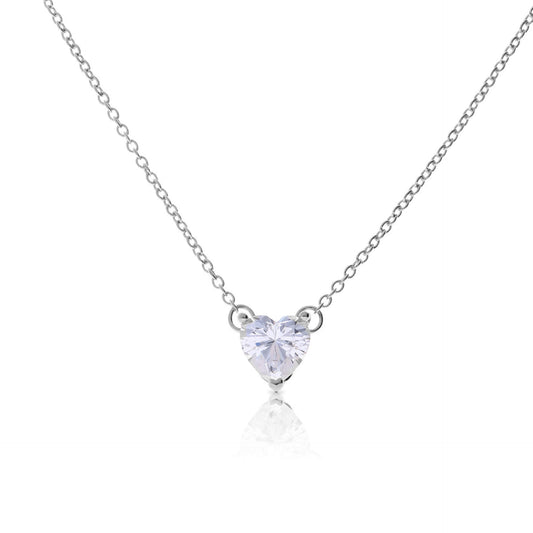 DF CZ Solitaire Heart Shape Necklace