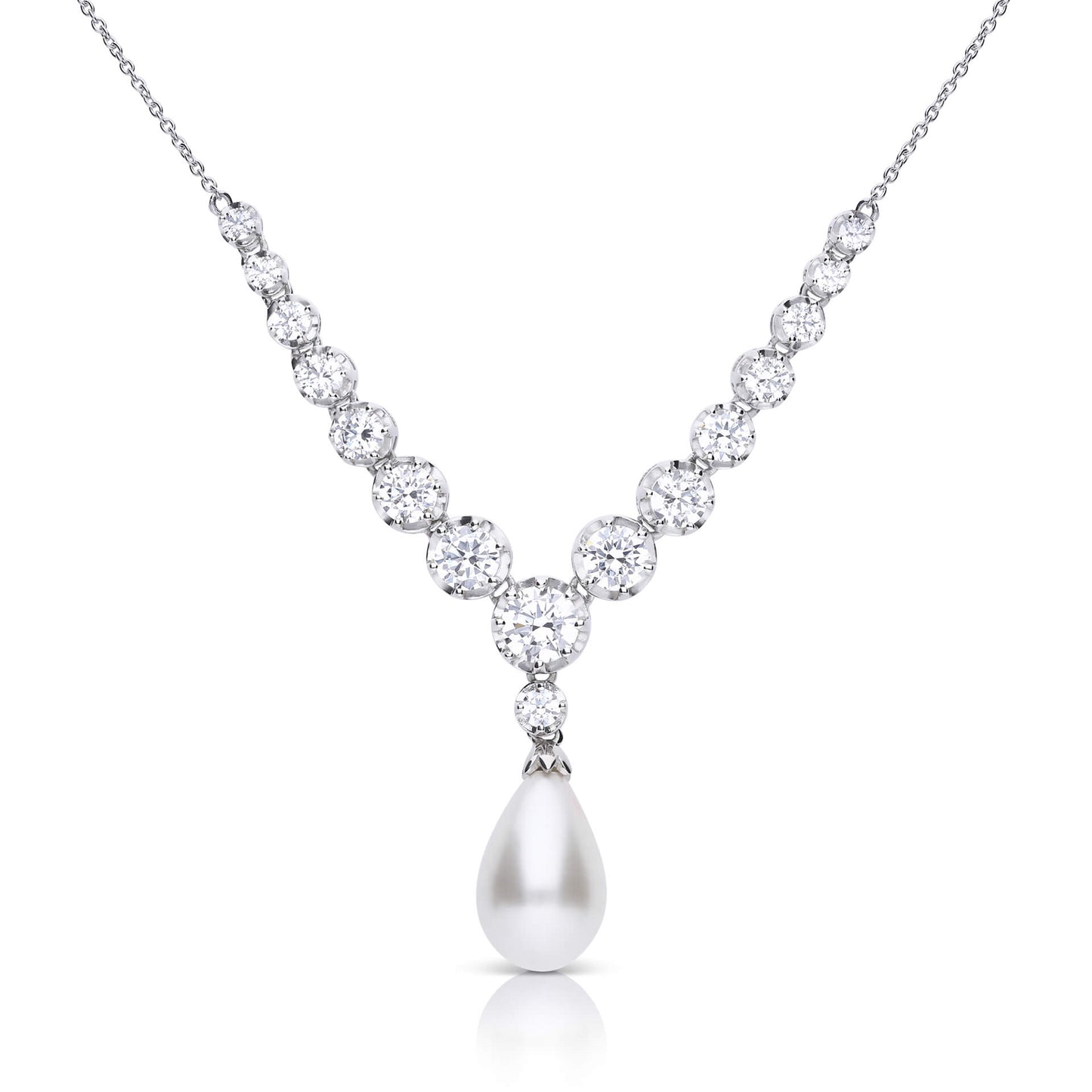 DF CZ and Shell Pearl Teardrop Necklace