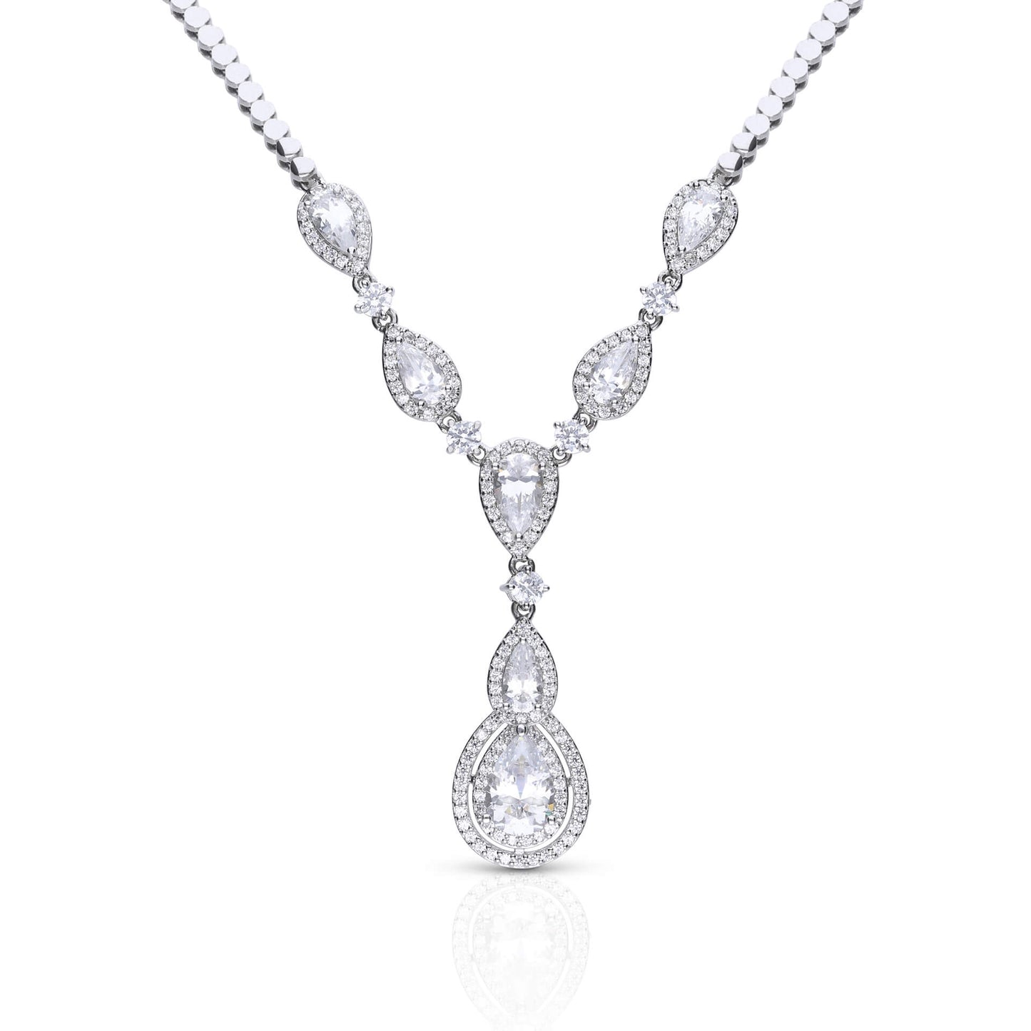 DF CZ Halo statement teardrop necklace