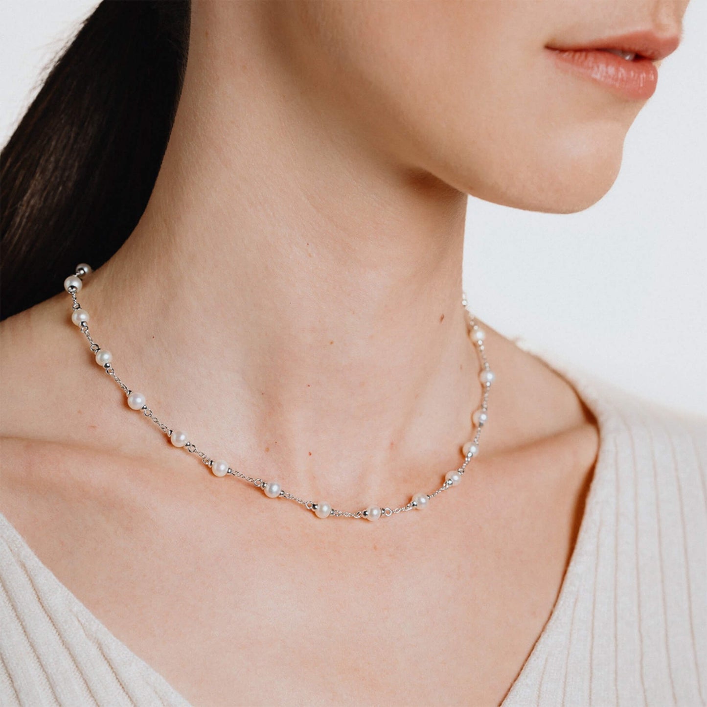 DF CZ Small Shell Pearl Bobble Necklace