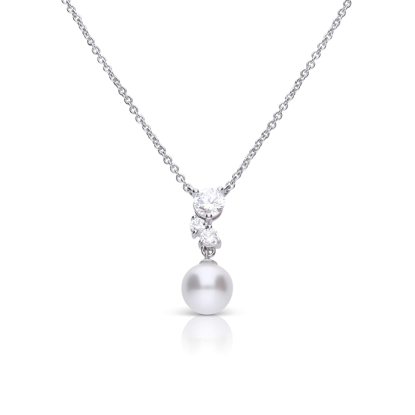 DF Shell Pearl and Bubble CZ Drop Necklace