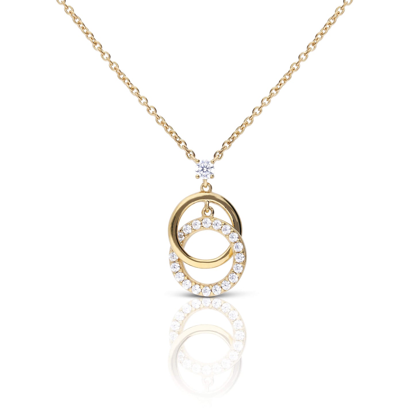 DF Gold Plate CZ Linked Ring Necklace