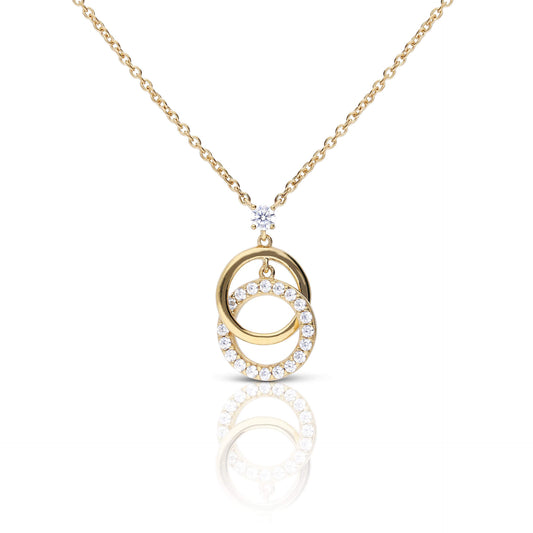 DF Gold Plate CZ Linked Ring Necklace
