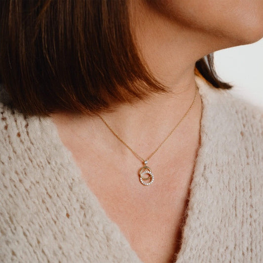 DF Gold Plate CZ Linked Ring Necklace