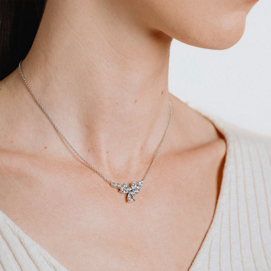 DF CZ Floral Statement Necklace