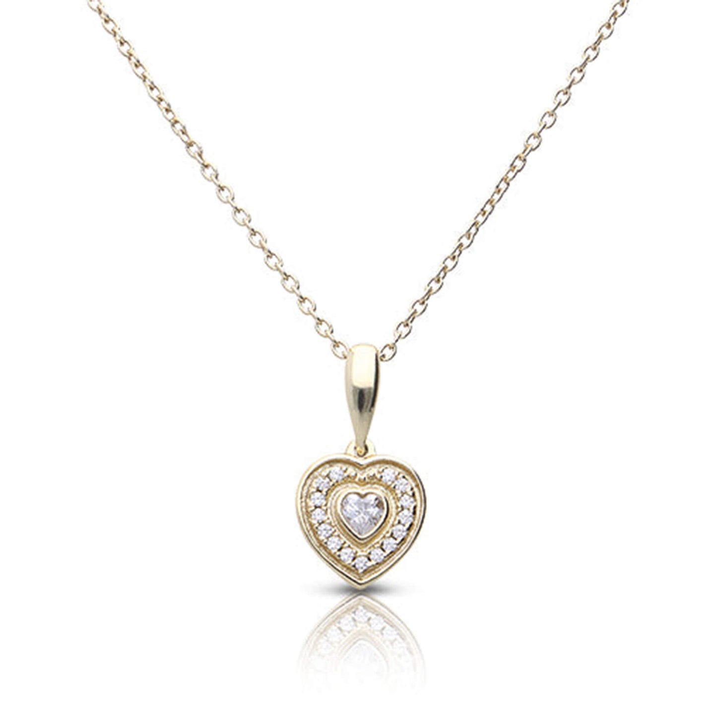 DF Gold Plate CZ Multi Layer Heart Necklace