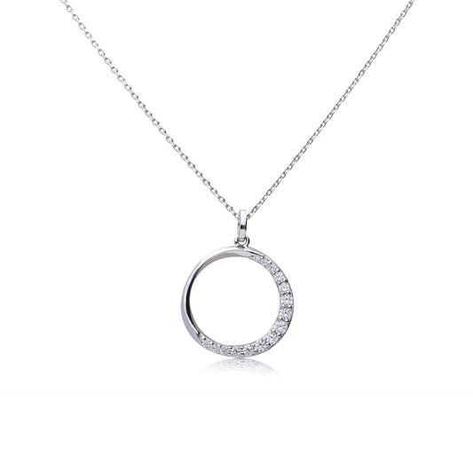 DF Half CZ Cirlce Necklace