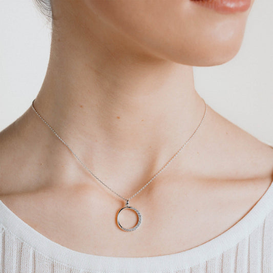 DF Half CZ Cirlce Necklace