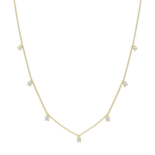DF Gold Plate Slim Chain with CZ Necklace