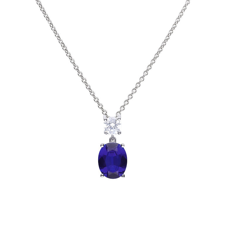 P4964 DF ZIRCON BLUE Oval Drop Pendant