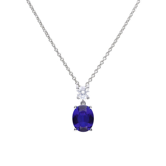 P4964 DF ZIRCON BLUE Oval Drop Pendant