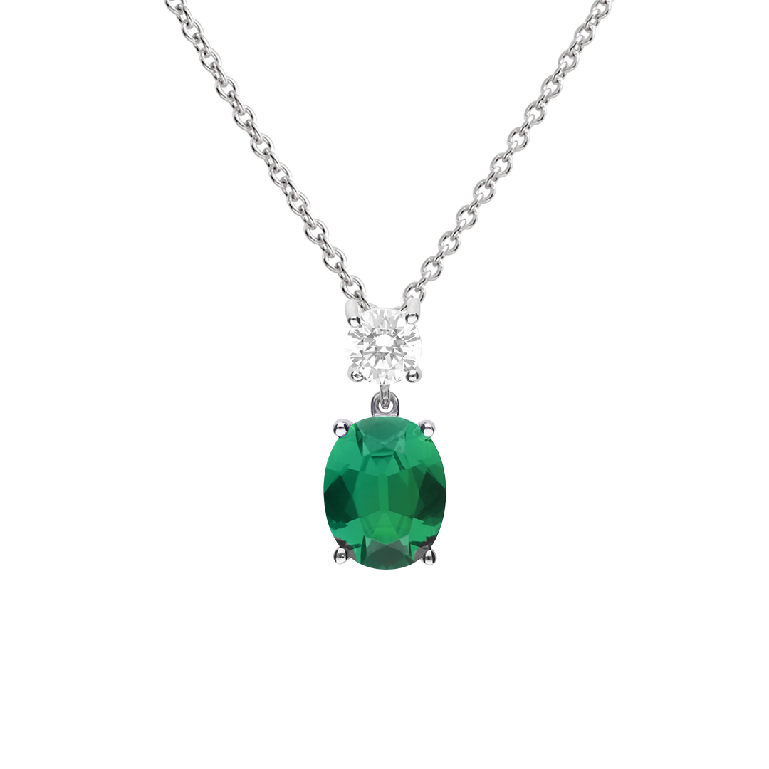 P5113 DF ZIRC GREEN Oval Drop Pendant