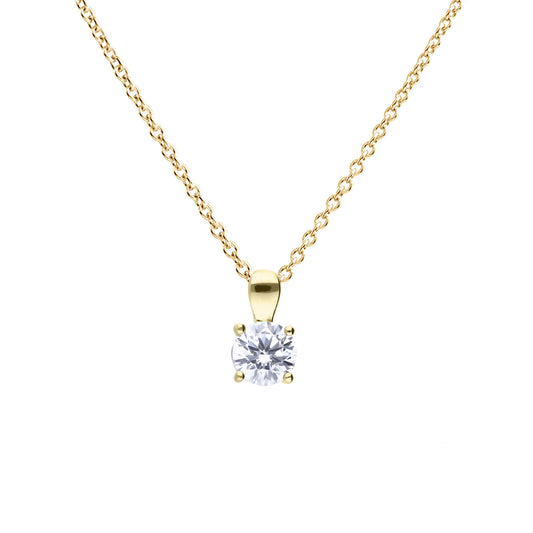 P5395 DF 4 Claw GLD PL ZIRC 1.0ct Soltre Pendant