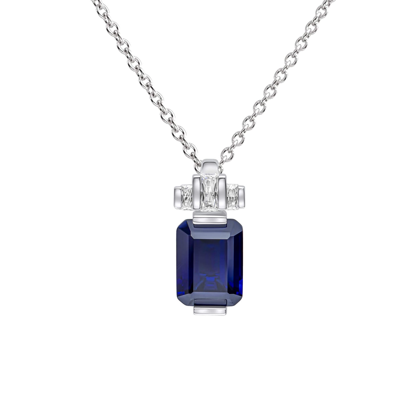 P5398 DF ZIRC BLUE Emerald Cut Pendant