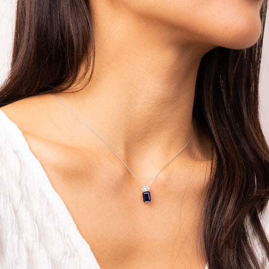 P5398 DF ZIRC BLUE Emerald Cut Pendant
