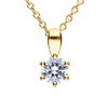 DF 6 Claw Gold Plate 0.75ct CZ Solitaire Pendant