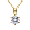 DF 6 Claw Gold Plate 1ct CZ Solitaire Pendant