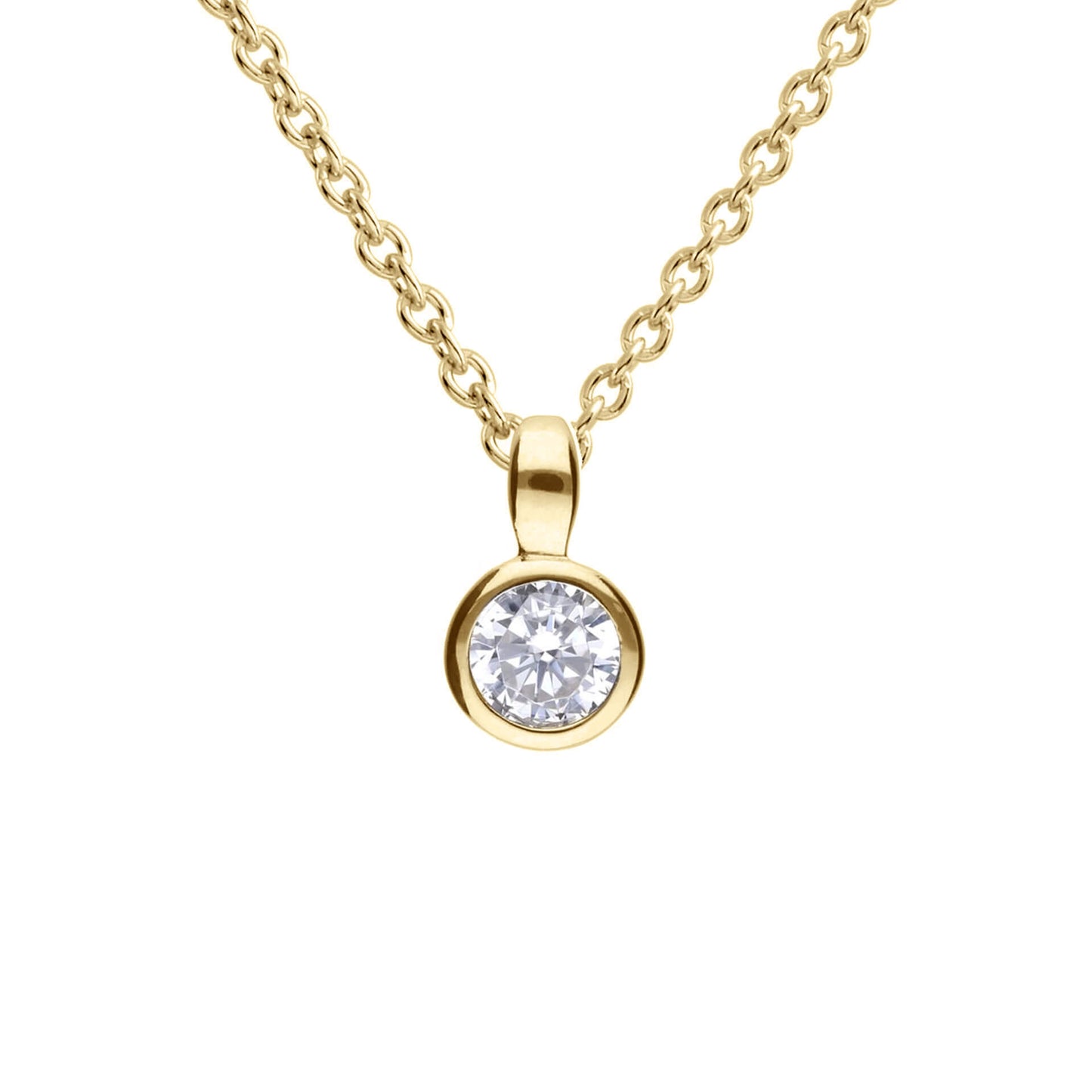 DF Gold Plate Round 0.25ct CZ Pendant