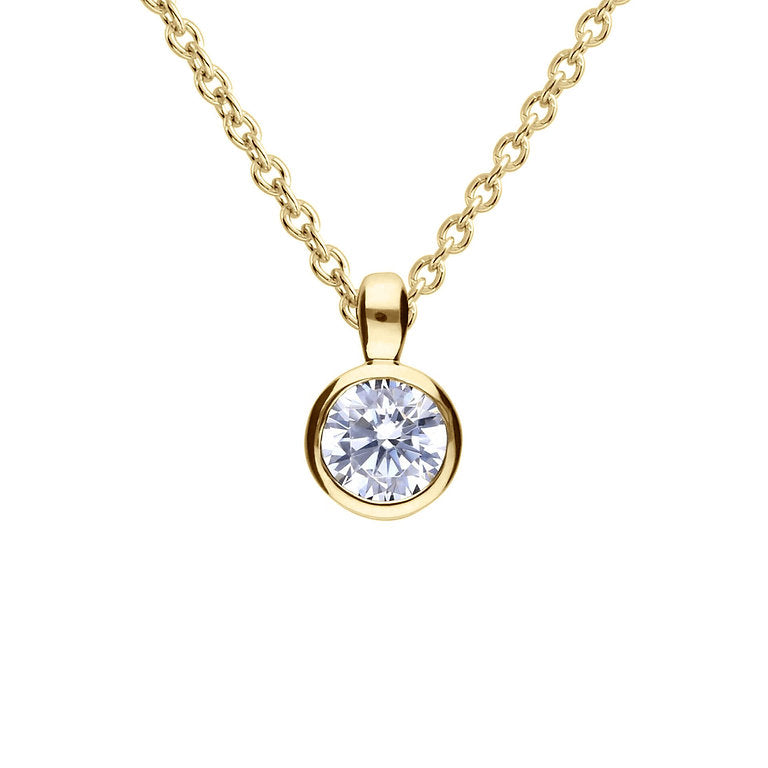 DF Gold Plate Round 0.5ct CZ Pendant