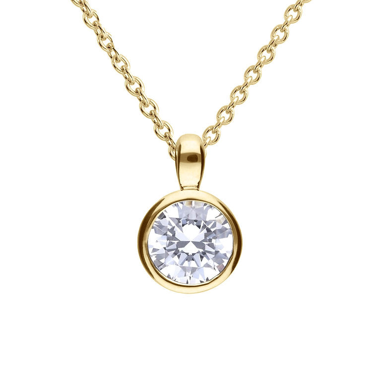 DF Gold Plate Round 1ct CZ Pendant