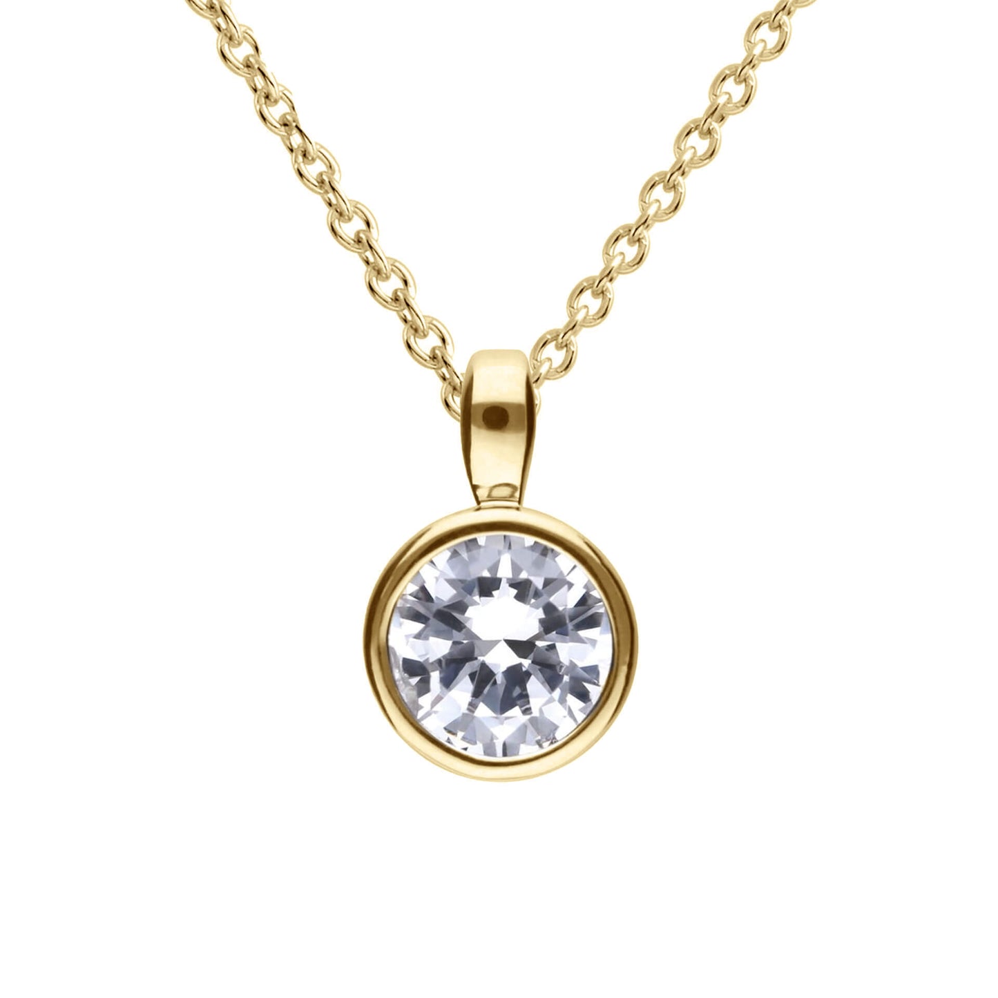 DF Gold Plate Round 1.5ct CZ Pendant