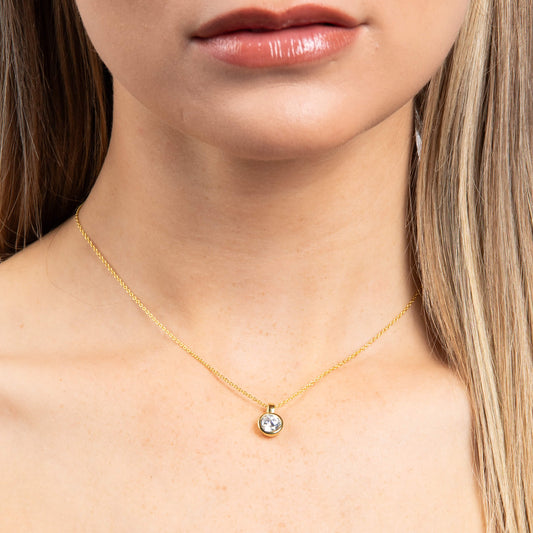 DF Gold Plate Round 1.5ct CZ Pendant