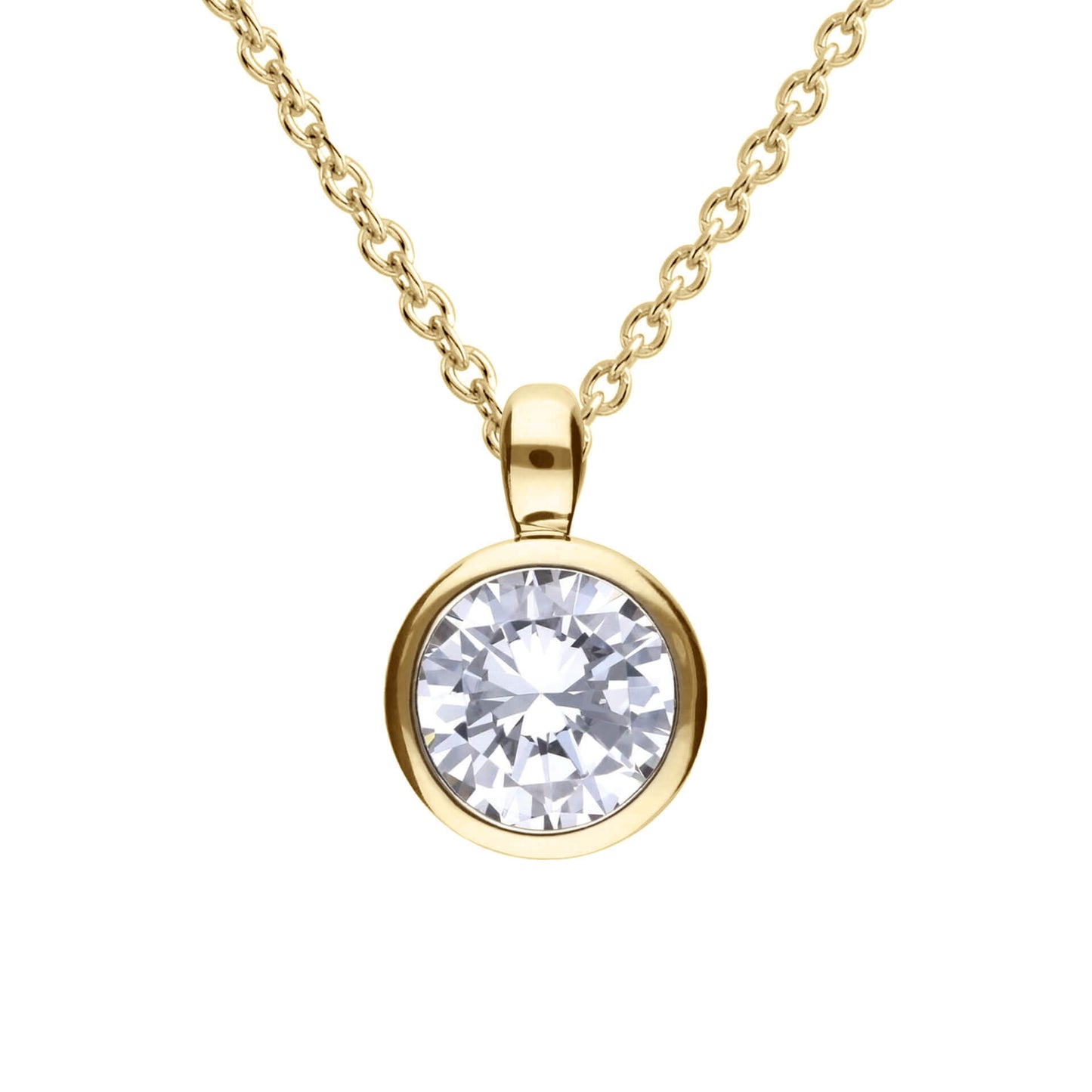 DF Gold Plate Round 2ct CZ Pendant