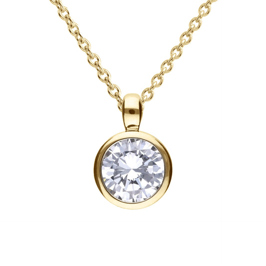 DF Gold Plate Round 2ct CZ Pendant