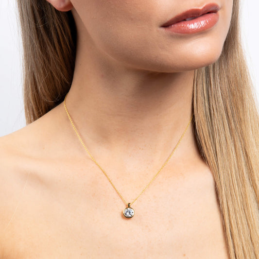 DF Gold Plate Round 2ct CZ Pendant