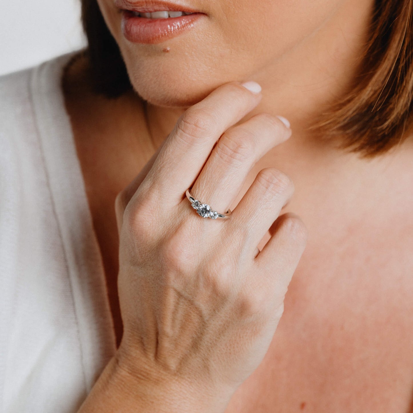 R3624 16 DF ZIRC Triple Stone Ring