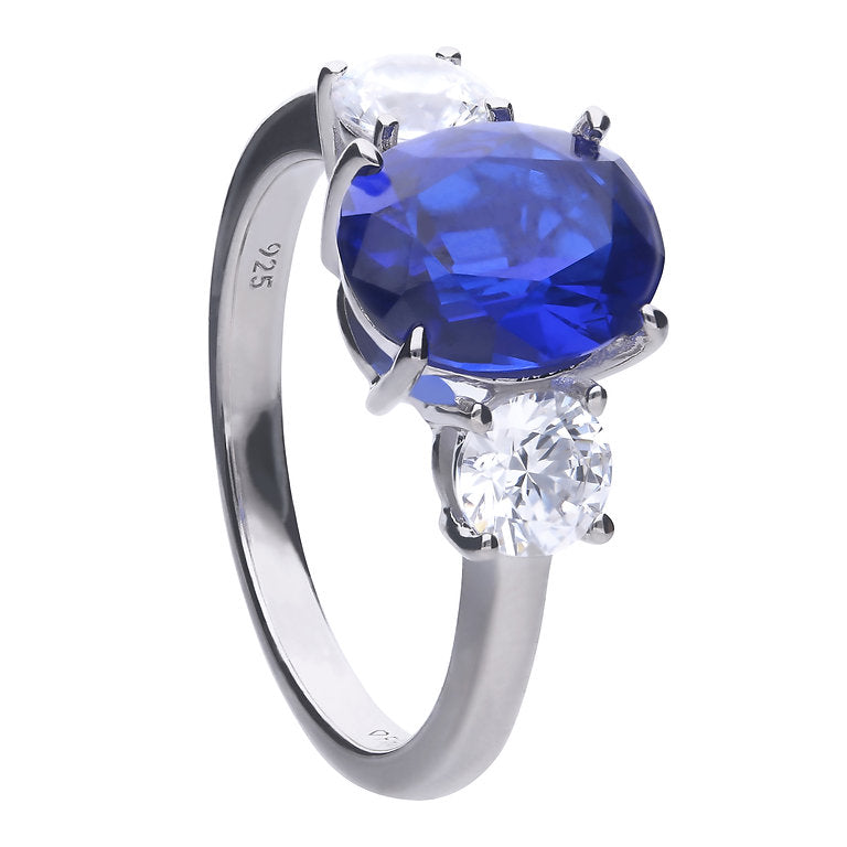 R3762 16 DF ZIRC BLUE Oval Tri Ring
