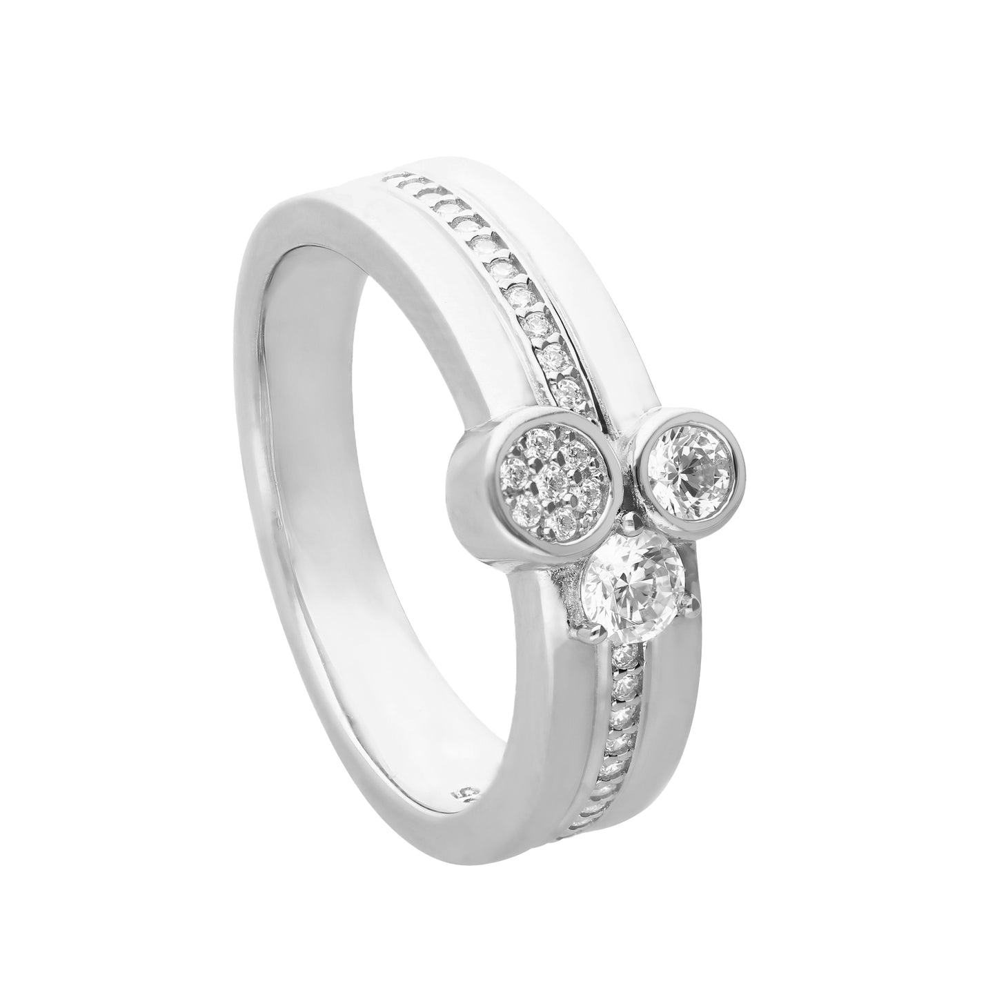 R3784 16 DF ZIRC Triple Stone Ring