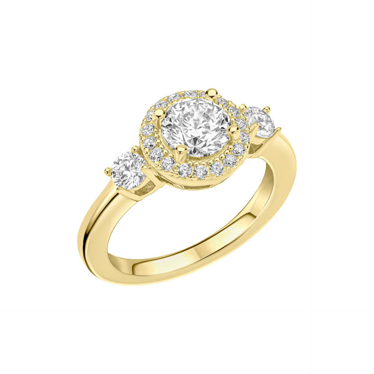 DF Gold Plate Round CZ Cluster Trilogy Ring