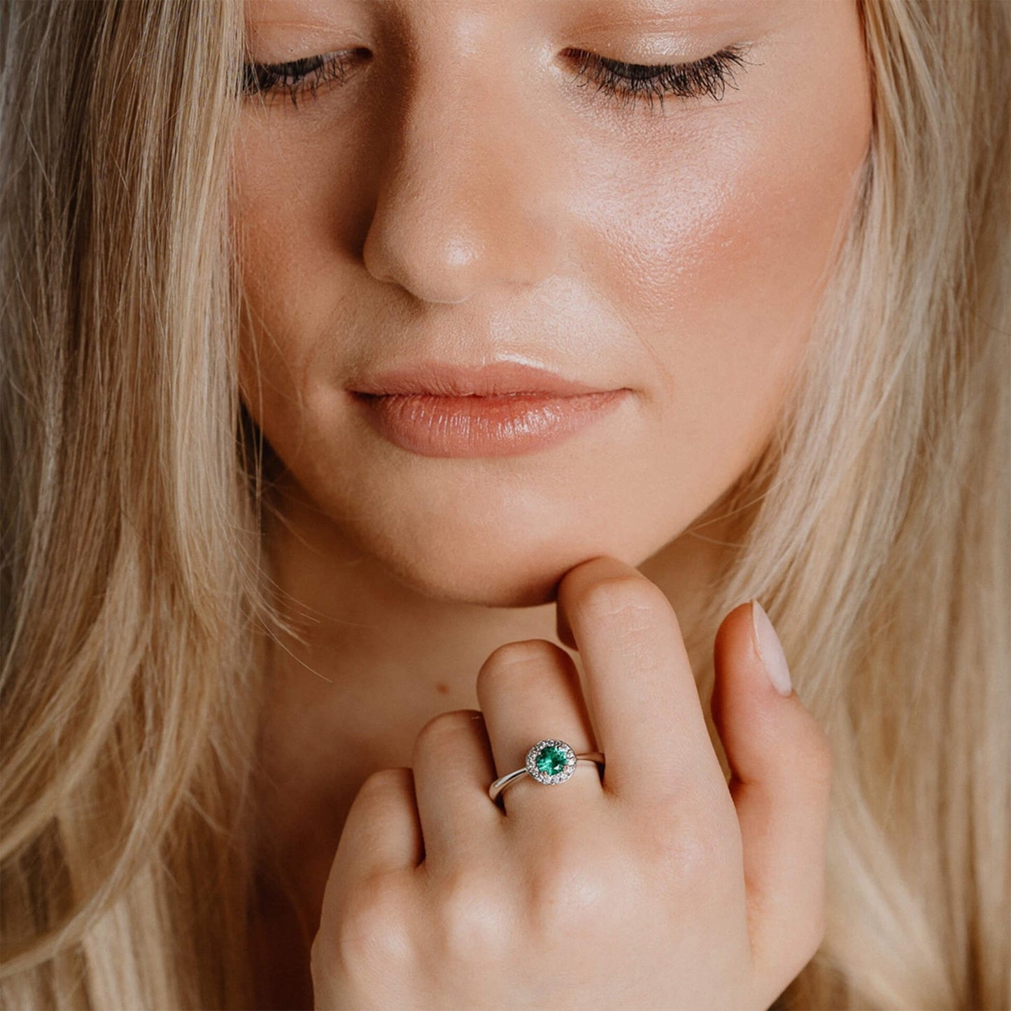 DF Round Green Nano CZ Cluster Ring