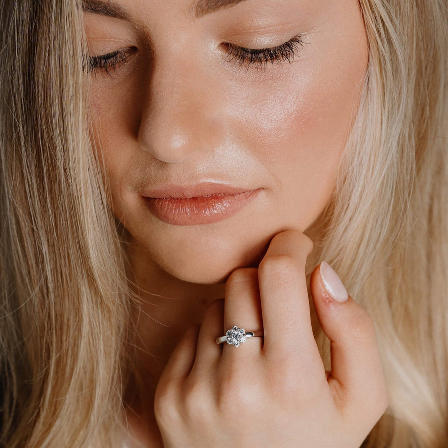 DF CZ Flower Set Cluster Ring