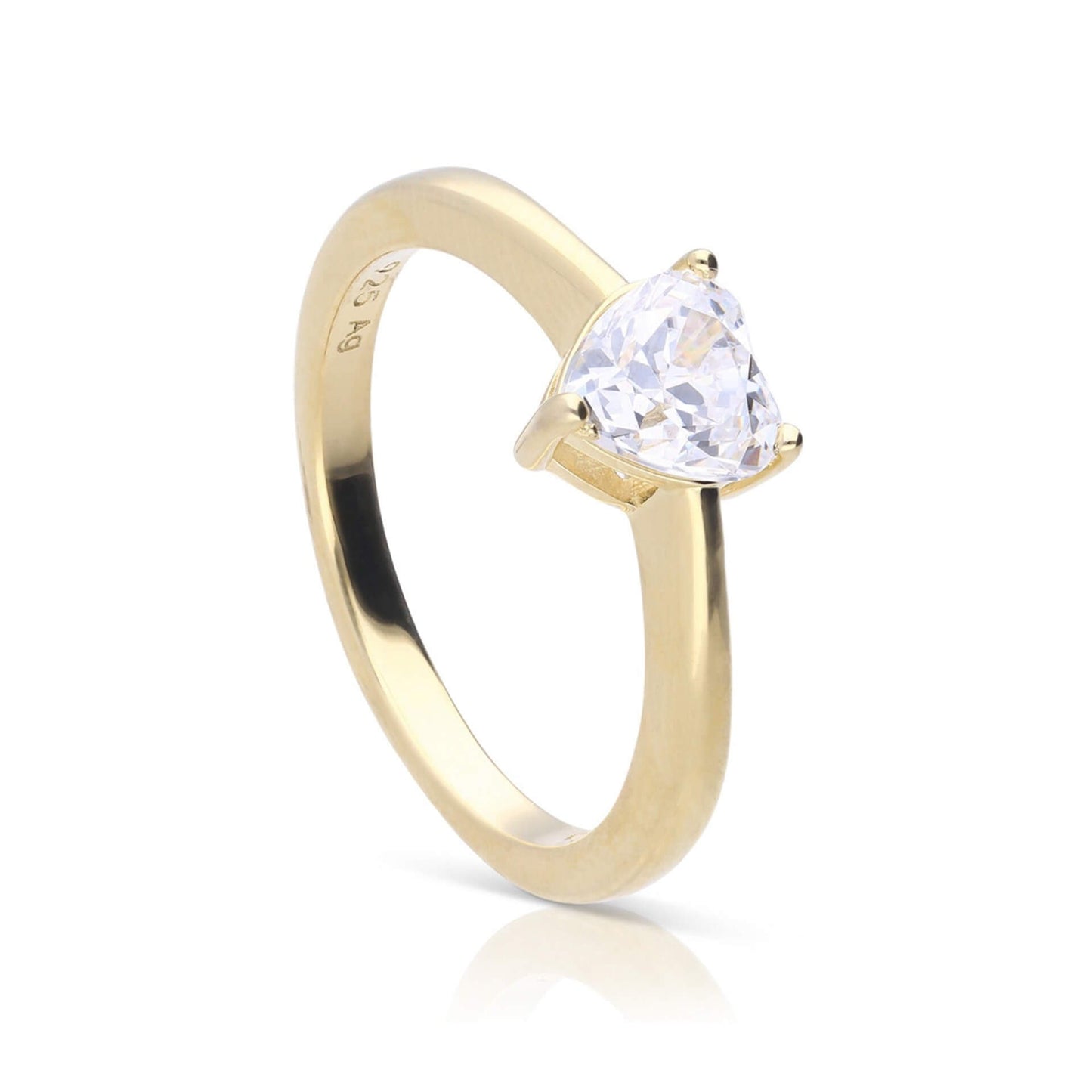 DF Gold Plate 3 Claw CZ Solitaire Ring