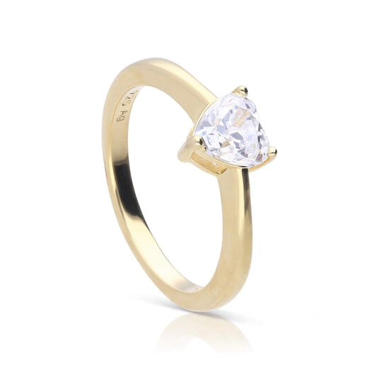 DF Gold Plate 3 Claw CZ Solitaire Ring