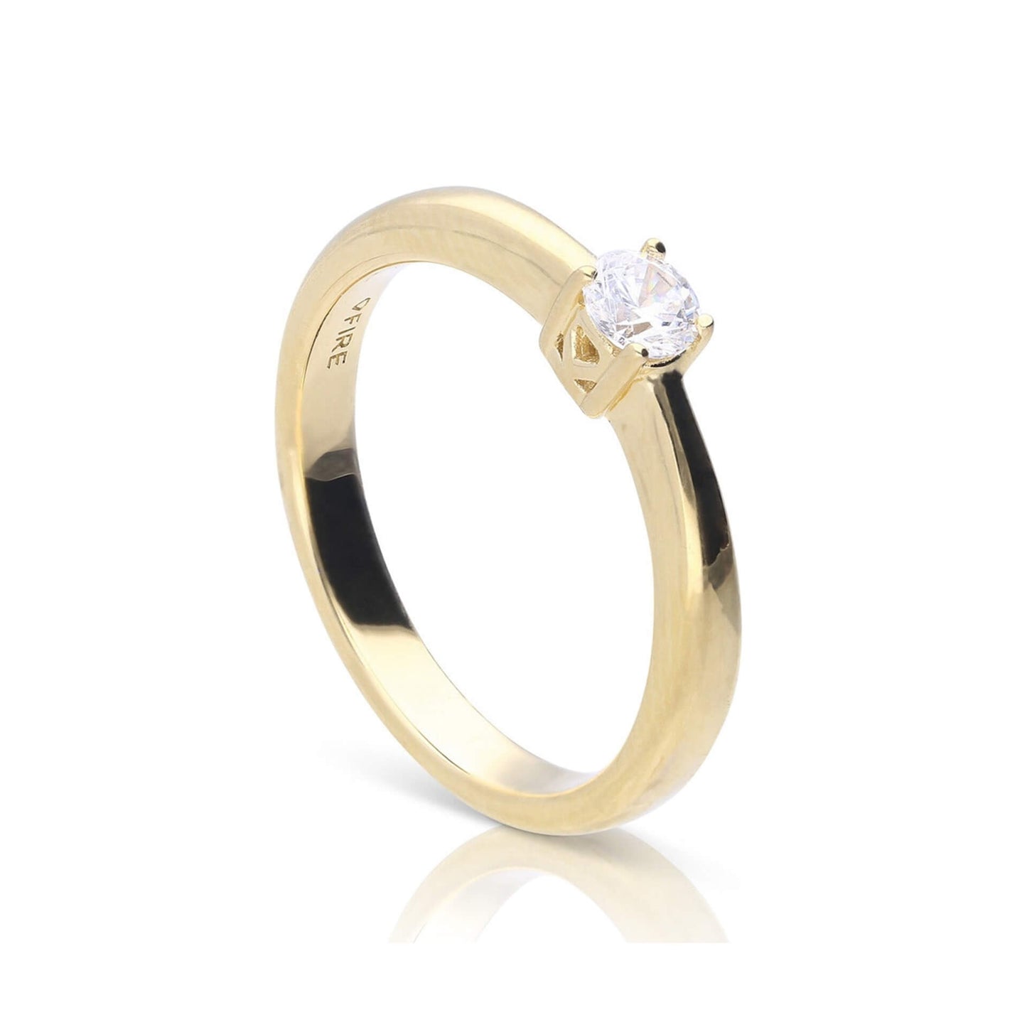 DF 4 Claw Gold Plate 0.25ct CZ Solitaire Ring