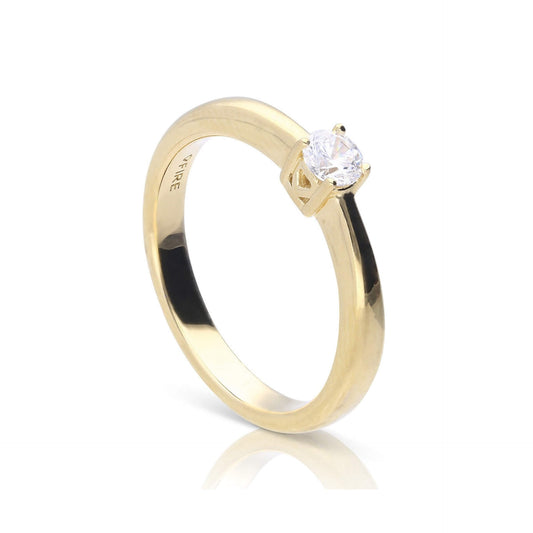 DF 4 Claw Gold Plate 0.25ct CZ Solitaire Ring