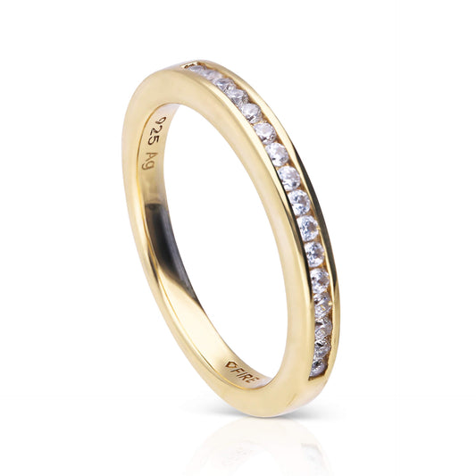 DF Gold Plate Slim CZ Strip Ring